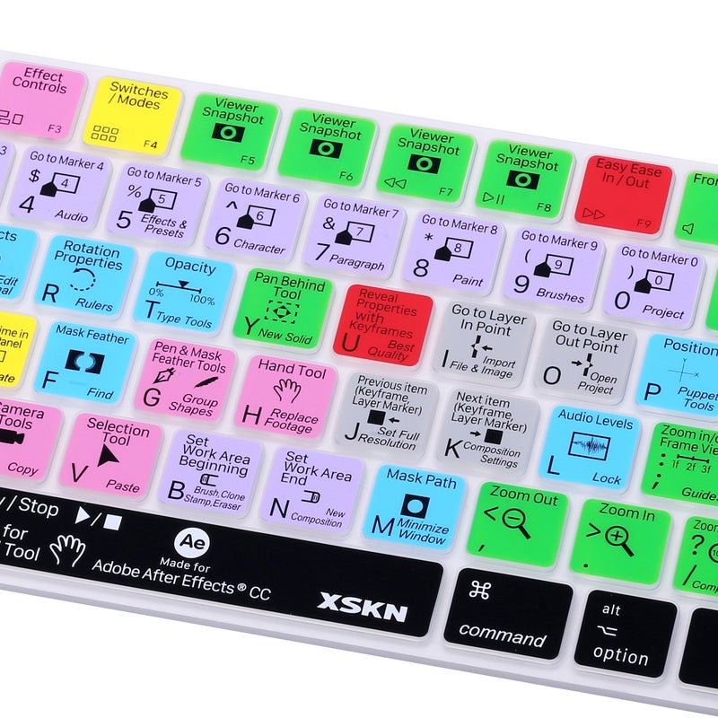 XSKN Magic Keyboard After Effects Shortcut Keyboard Cover, Durable AE Hotkeys Silicone Keyboard Skin for Apple Magic Keyboard MLA22LL/A MLA22B/A A1644 US EU Both - Image 5